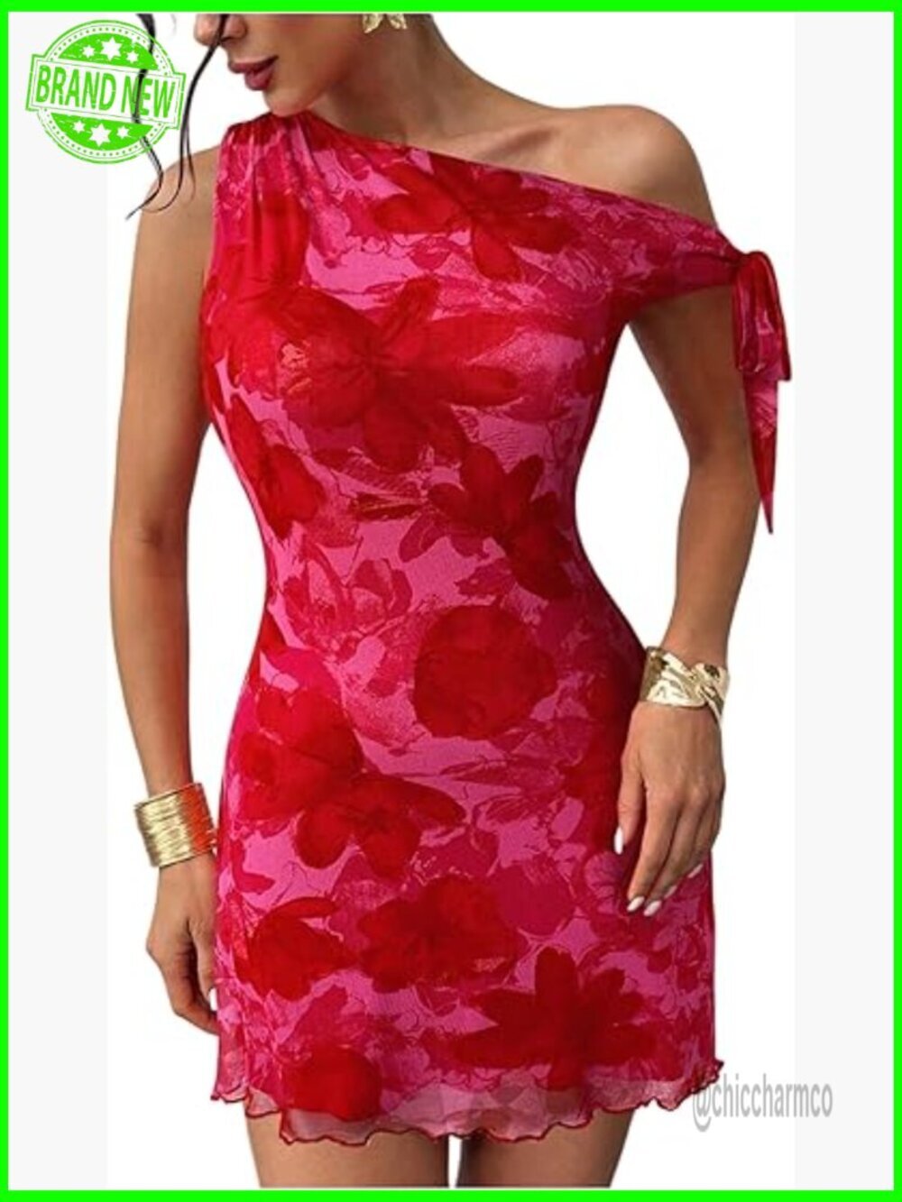 Sleeveless Off Shoulder Floral Mesh Mini Dress Bodycon Summer